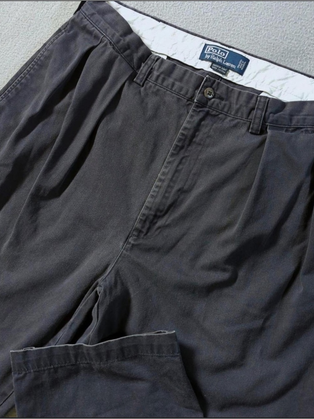 VTG Polo Ralph Lauren Andrew Pant Mens 36x32 (Fits 35x32) Faded Black Pleated